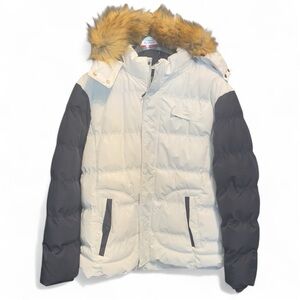 Men’s Puffer Jacket with Faux Fur Hood